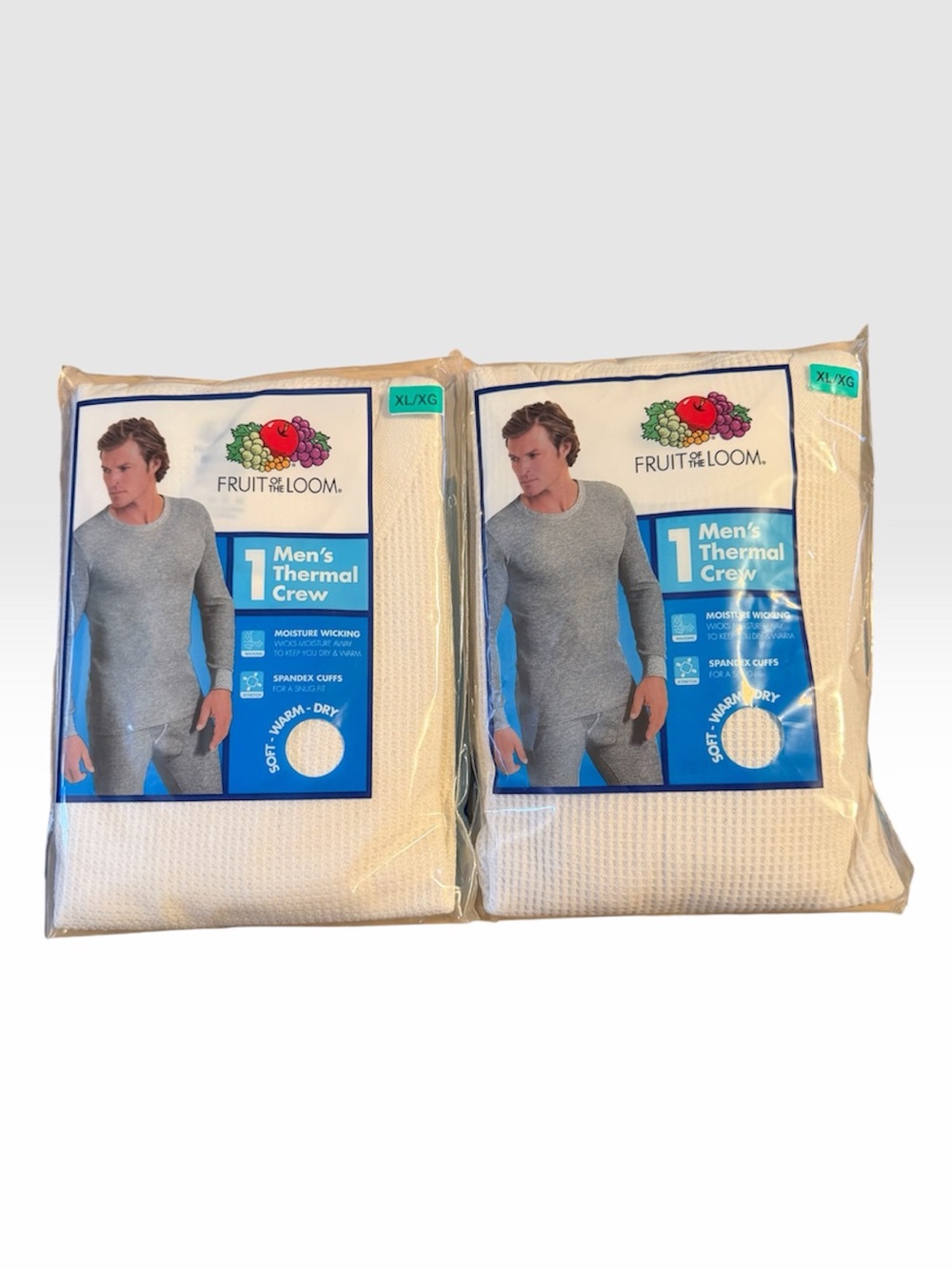 Men’s Thermal Crew Top Fruit of the Loom 2 pack bundle - White